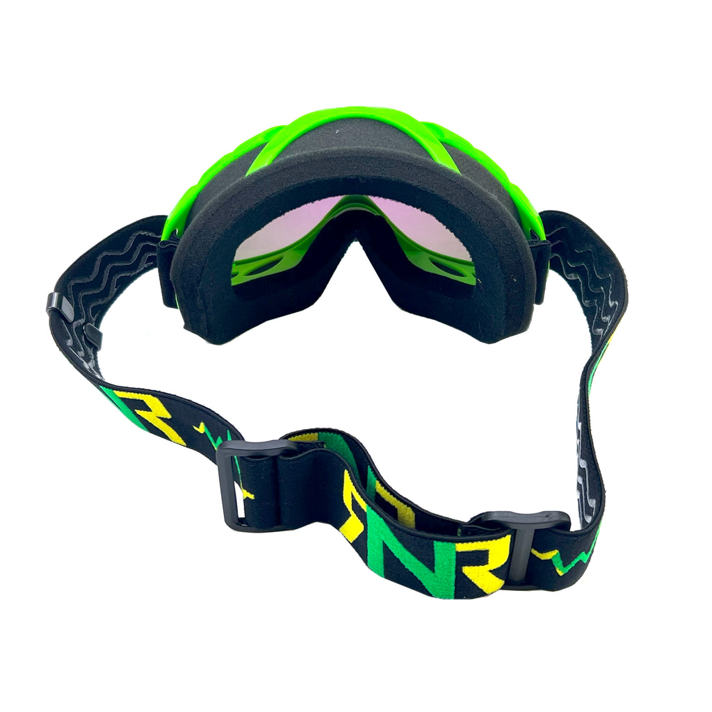 RNR HYBRID LIME GREEN MIRRORED LENS, LIME GREEN GOGGLE, GH471M, MIRRORED LENS