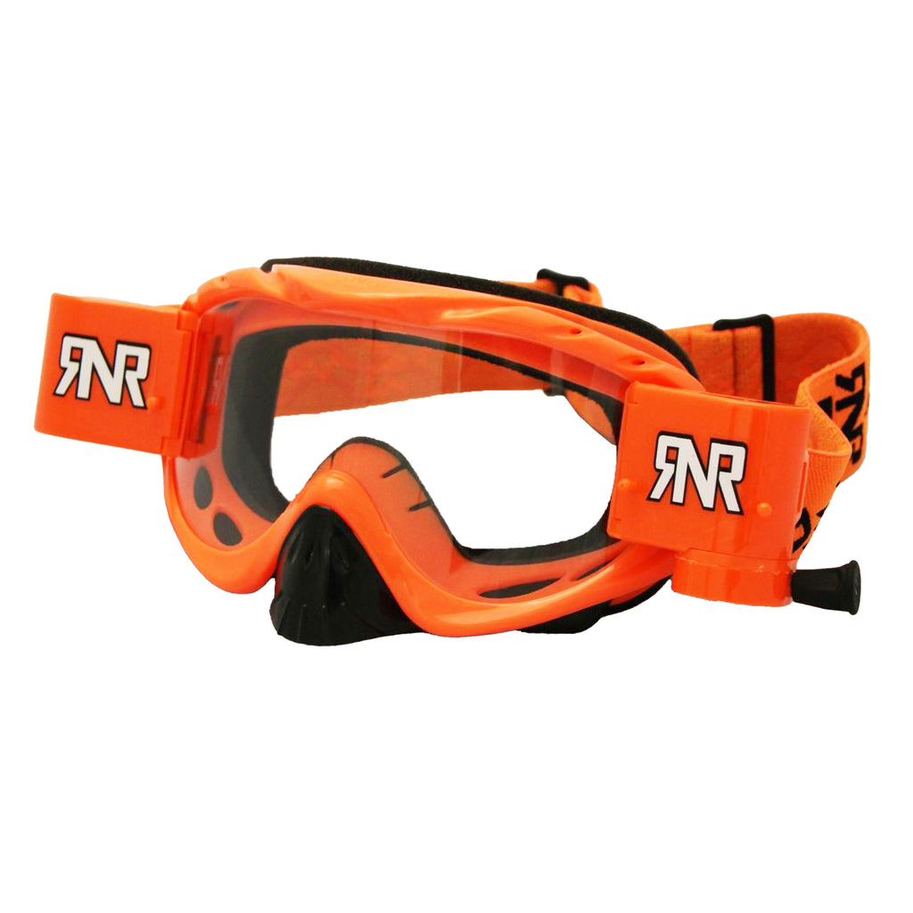 RNR HYBRID NEON ORANGE FULLY LOADED ROLL OFF, NEON ORANGE GOGGLE, GH66, ROLL & TEAR OFF
