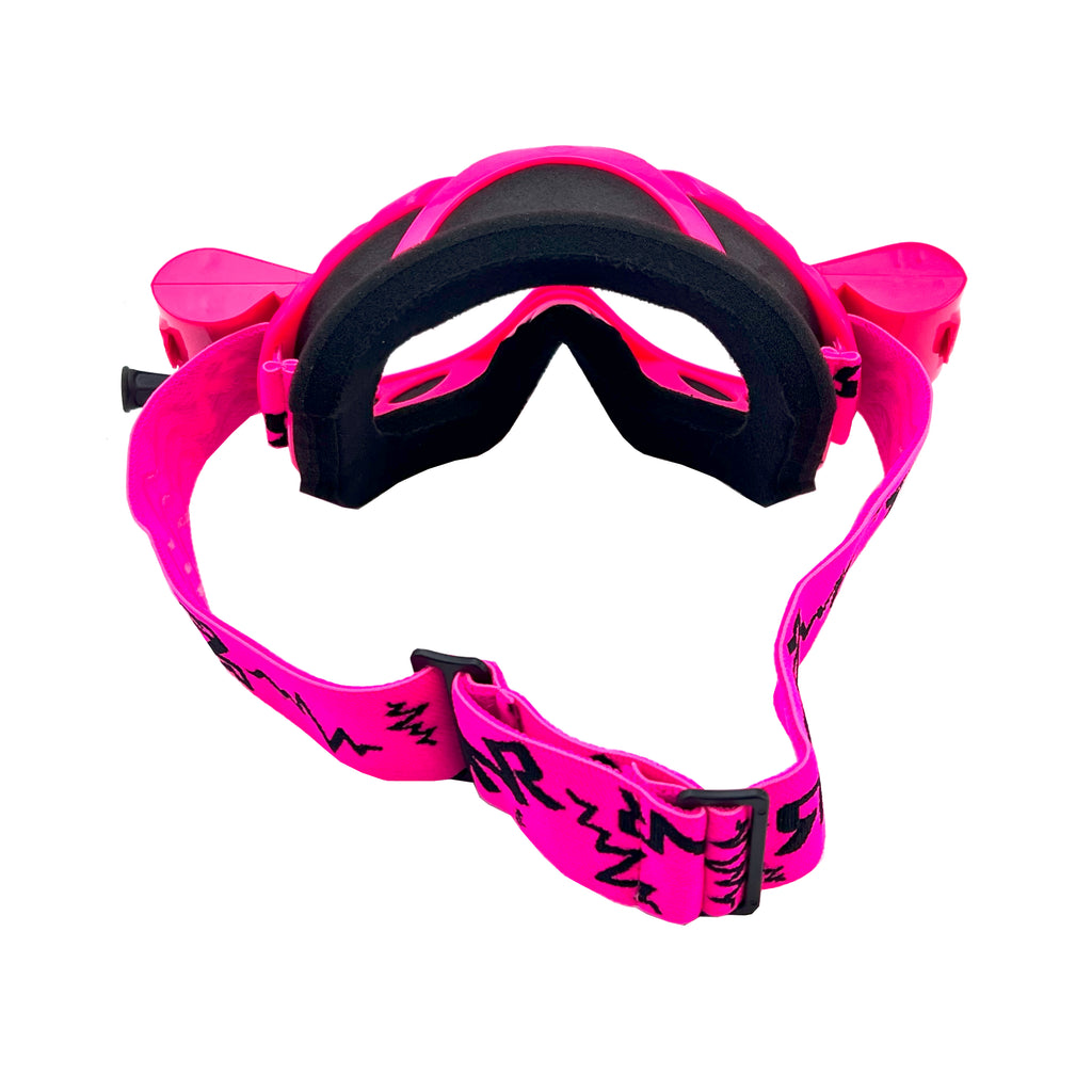 RNR HYBRID NEON PINK FULLY LOADED ROLL OFF, NEON PINK GOGGLE, GH69, ROLL & TEAR OFF