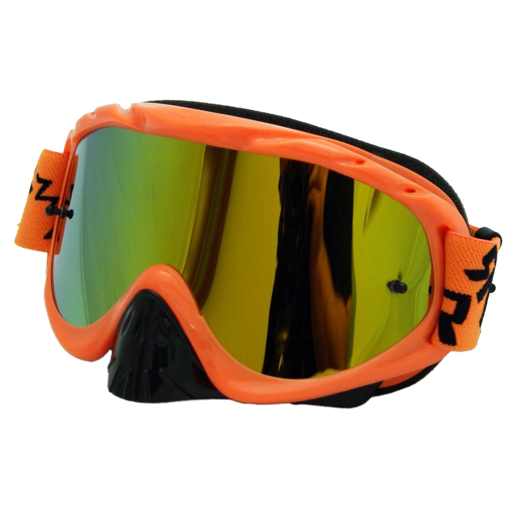 RNR HYBRID NEON ORANGE TEAR OFF, NEON ORANGE GOGGLE, MIRRORED LENS, GH66M, TEAR OFF