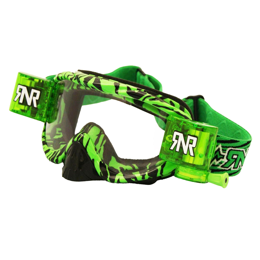RNR HYBRID WILD GN/BK FULLY LOADED ROLL OFF, WILD GREEN & BLACK GOGGLE, GH367, ROLL & TEAR OFF