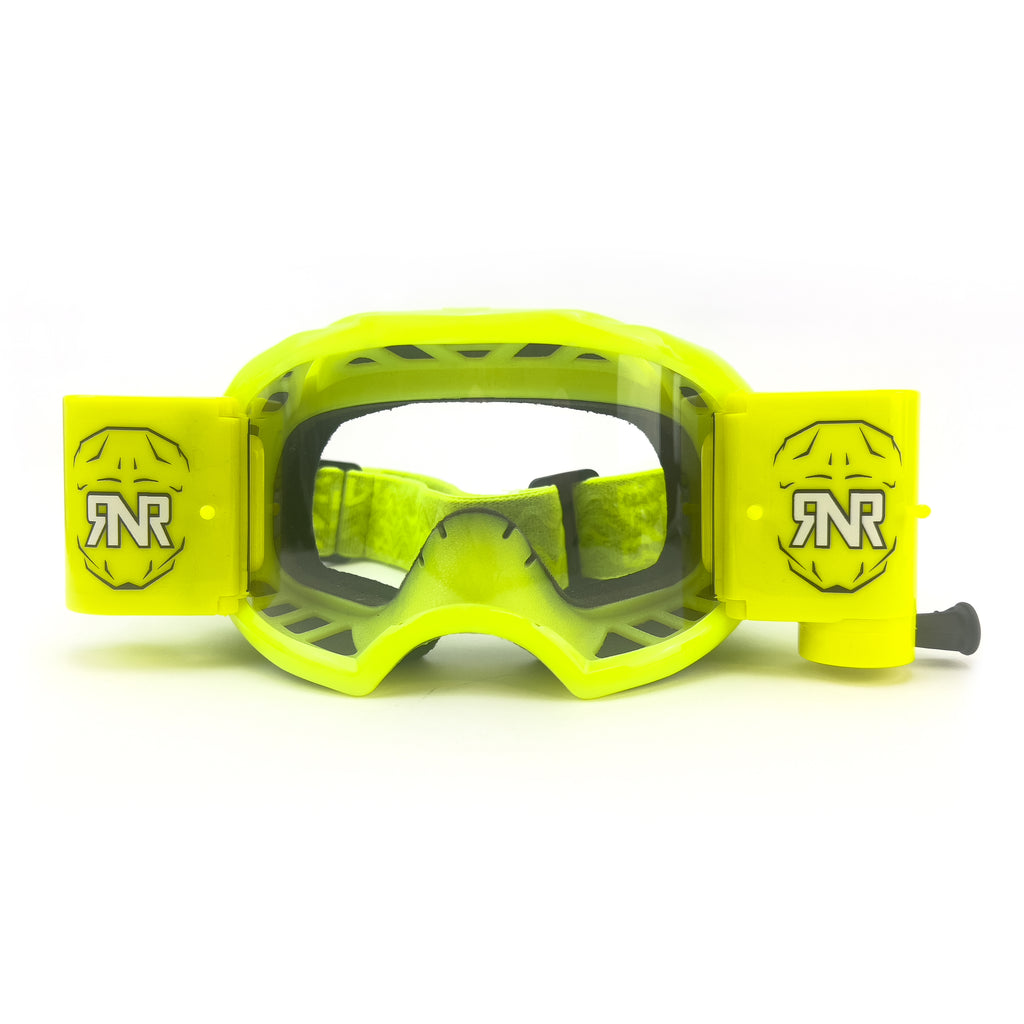 RNR COLOSSUS NEON YELLOW WVS 48mm, NEON YELLOW GOGGLE, WIDE VISION SYSTEM, GXX68, ROLL & TEAR OFF