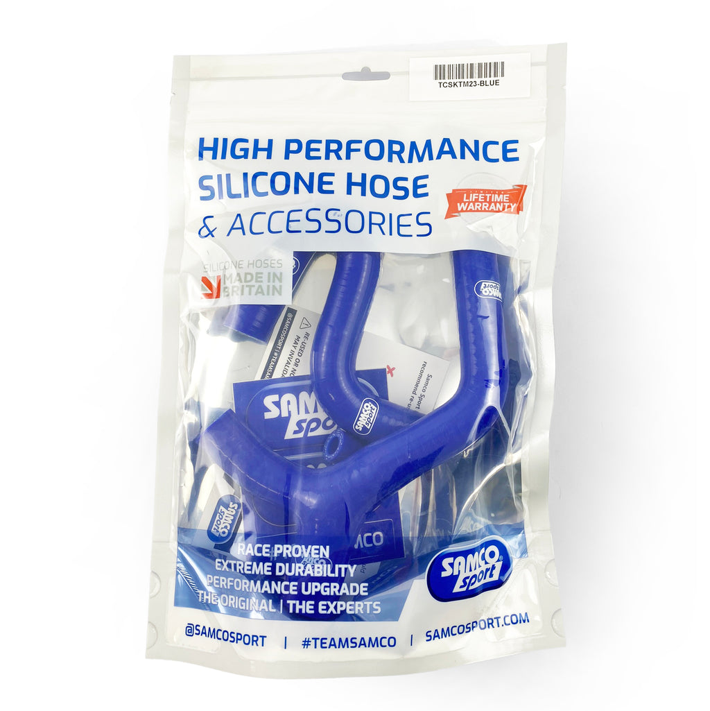 COOLANT HOSE 3 PIECE KIT BLUE 08-11 KTM 400 450 530 EXC XC-W F R THERMO BYPASS SAMCO KTM-23-BU