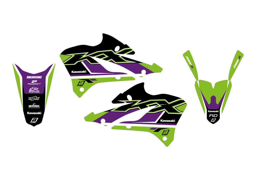 22-26 KX 85 KAWASAKI DREAM 5 GRAPHICS, BLACKBIRD 2426AB