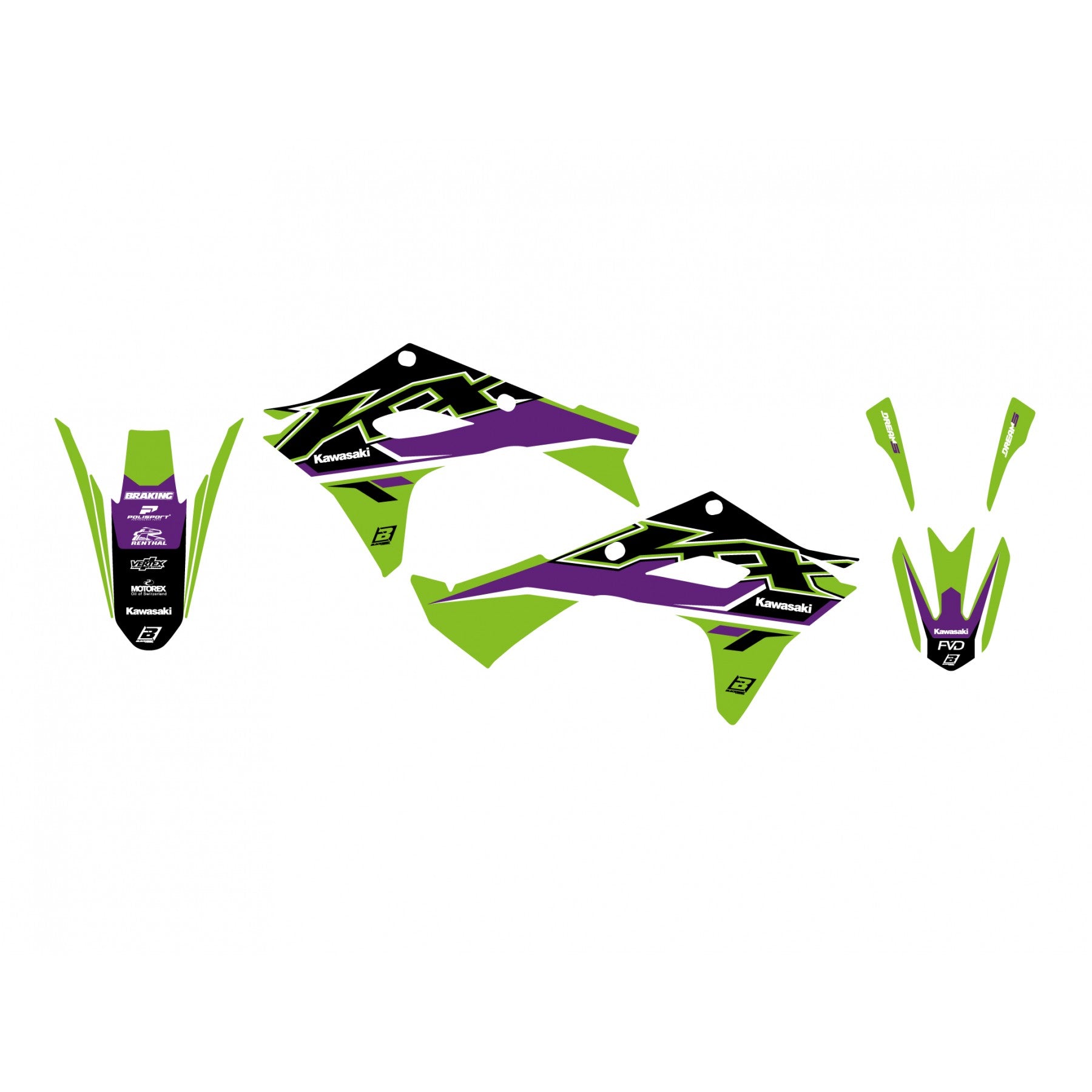 250 25-26, 450 24-26 KXF DREAM 5 GRAPHICS, BLACKBIRD 2428AB