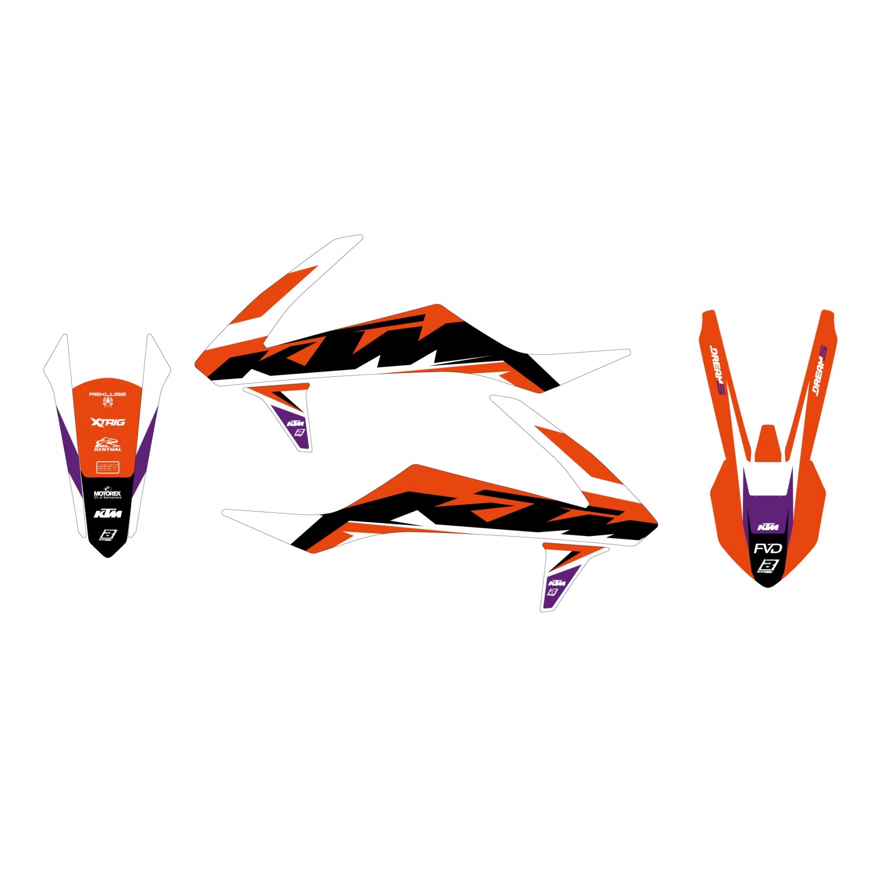 16-18 SX/SXF 17-19 EXC KTM DREAM 5 DECALS, NOT 250 2 STROKE 2016, BLACKBIRD 2541AB