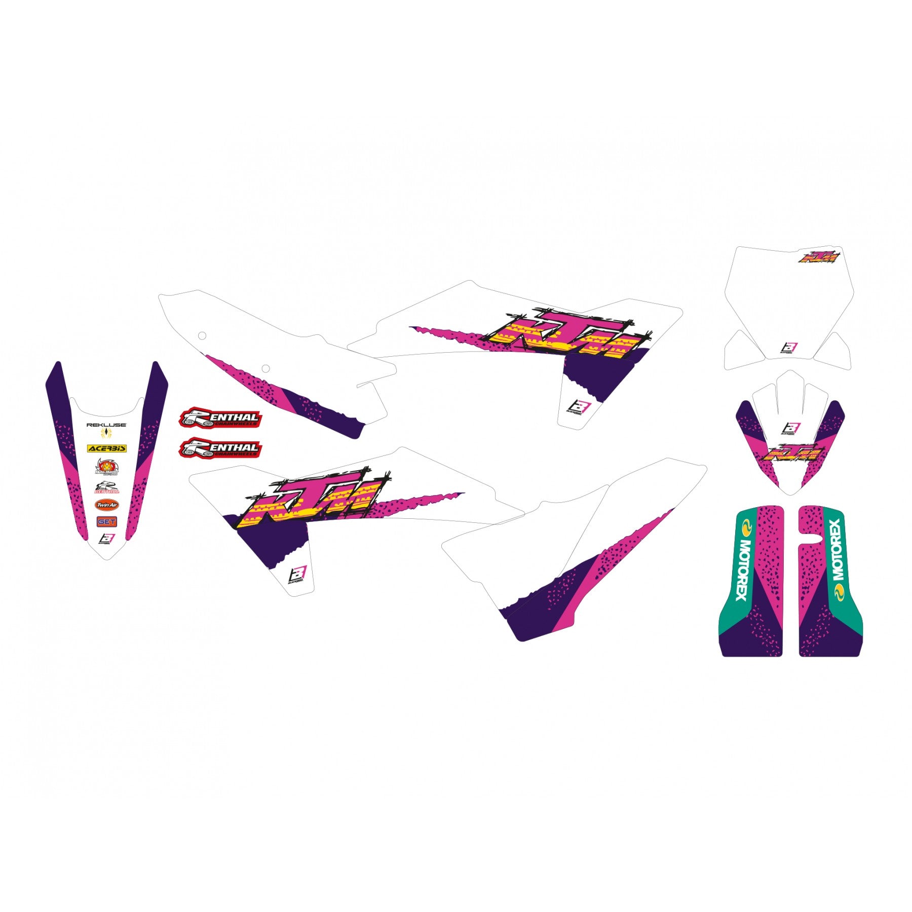 25-26 KTM SX/SXF RETRO PURPLE/PINK BLACKBIRD DECAL KIT, 2552AA