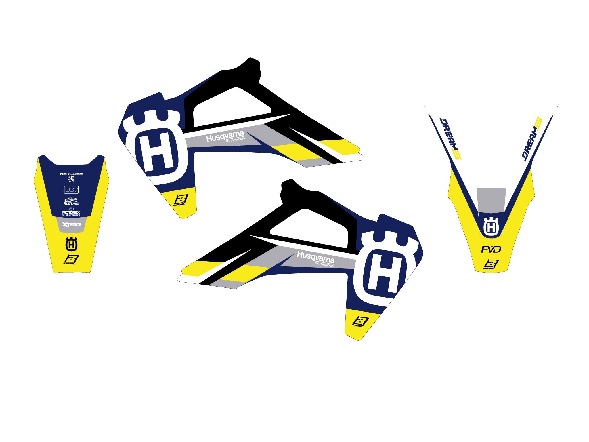19-22 TC/FC 20-23 TE/FE HUSQVARNA DREAM 5 DECALS, BLACKBIRD 2615AB