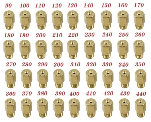 36pcs HEX MAIN JETS MIKUNI CARBURETTOR NOZZLE SIZE 90-440 HEXAGON TYPE
