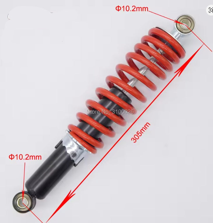 SHOCK ABSORBERS 305mm EYE/EYE 10mm BLACK / RED SPRING