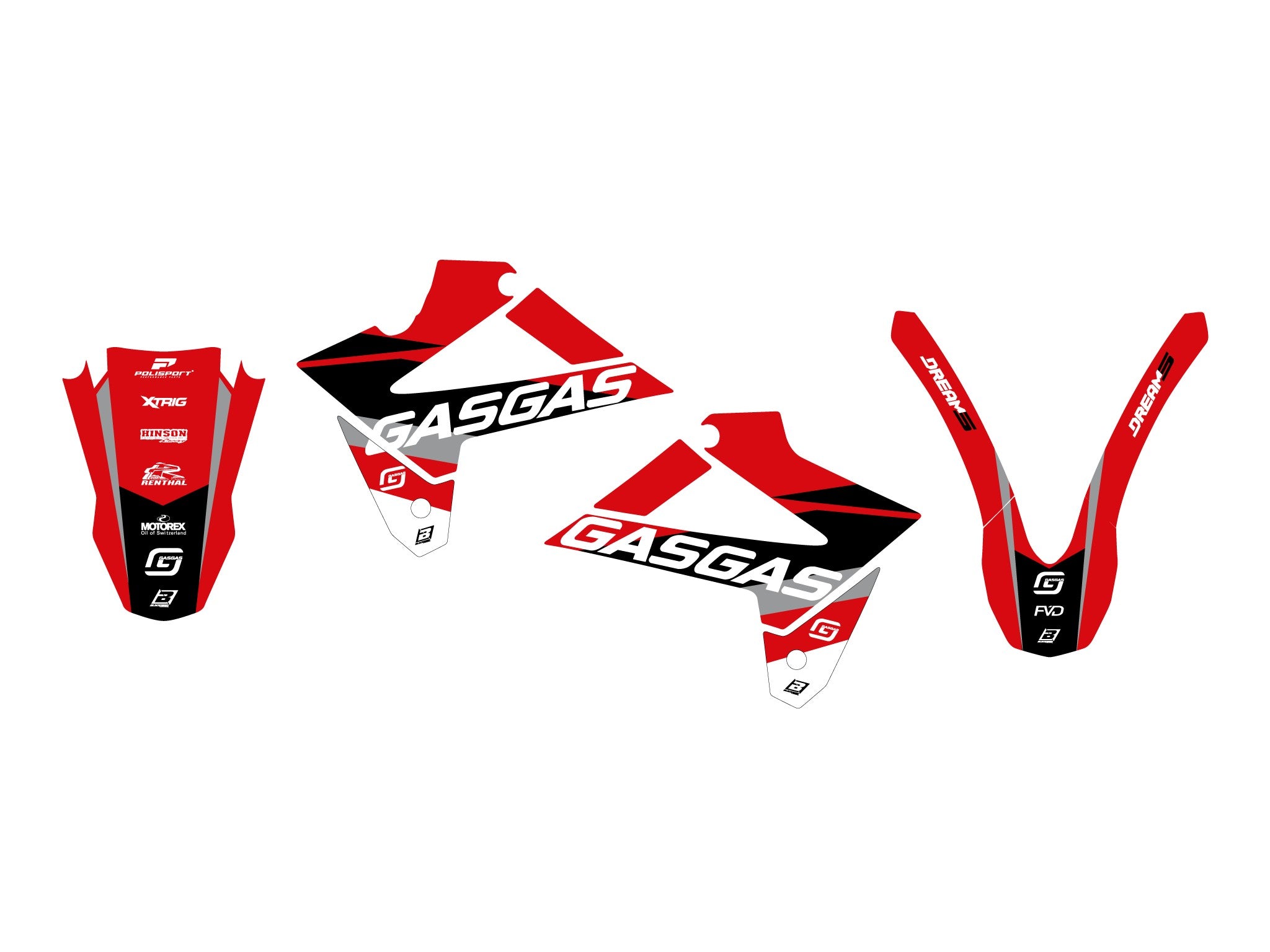 07-09 GASGAS DREAM 5 GRAPHICS, BLACKBIRD DECAL KIT 2902AB