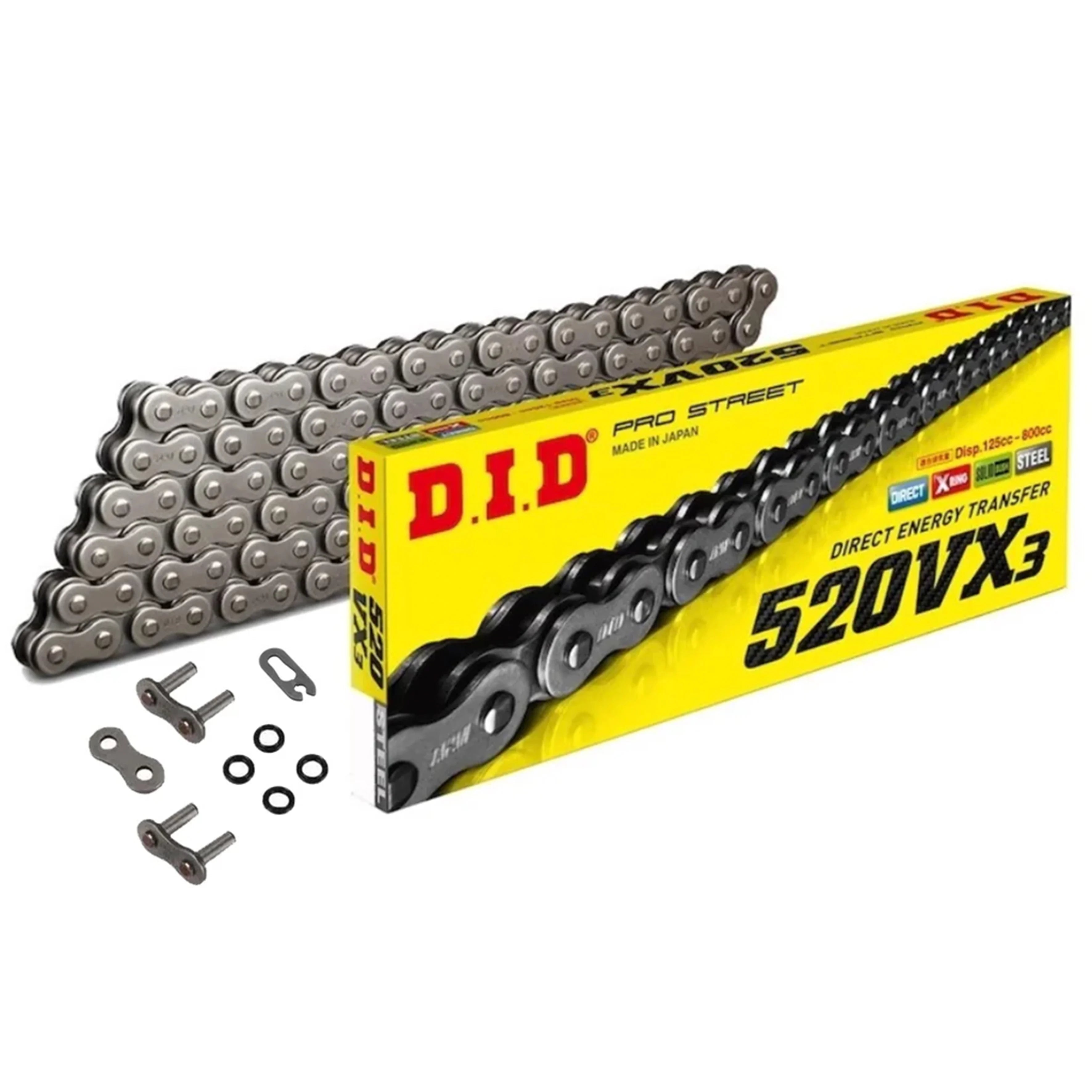 DID CHAIN 520VX3 X-RING 112L, DID520VX112, BLACK CHAIN LINKS, DID520VX3112