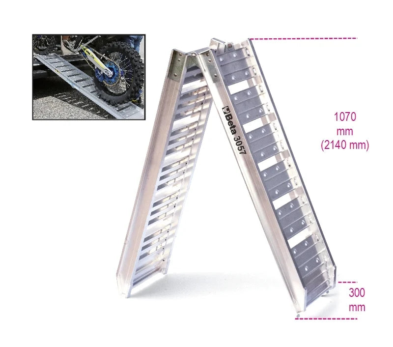 Aluminum Ramp for Loading/Unloading Motorcycles 2220x280mm 350kg Capacity - Beta Tools 3057