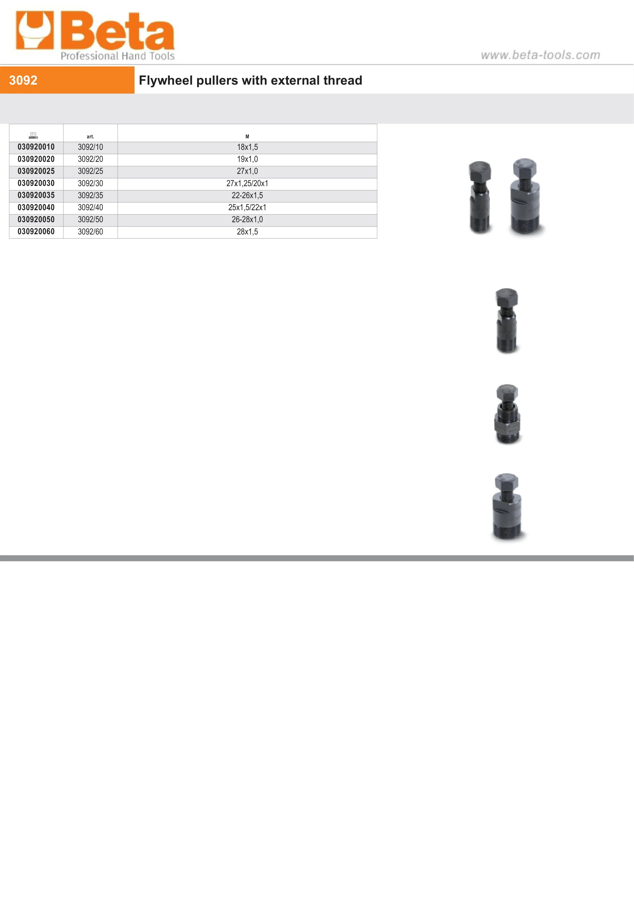 Flywheel Puller with External Thread M28x1.5 - Beta Tools 3092/60