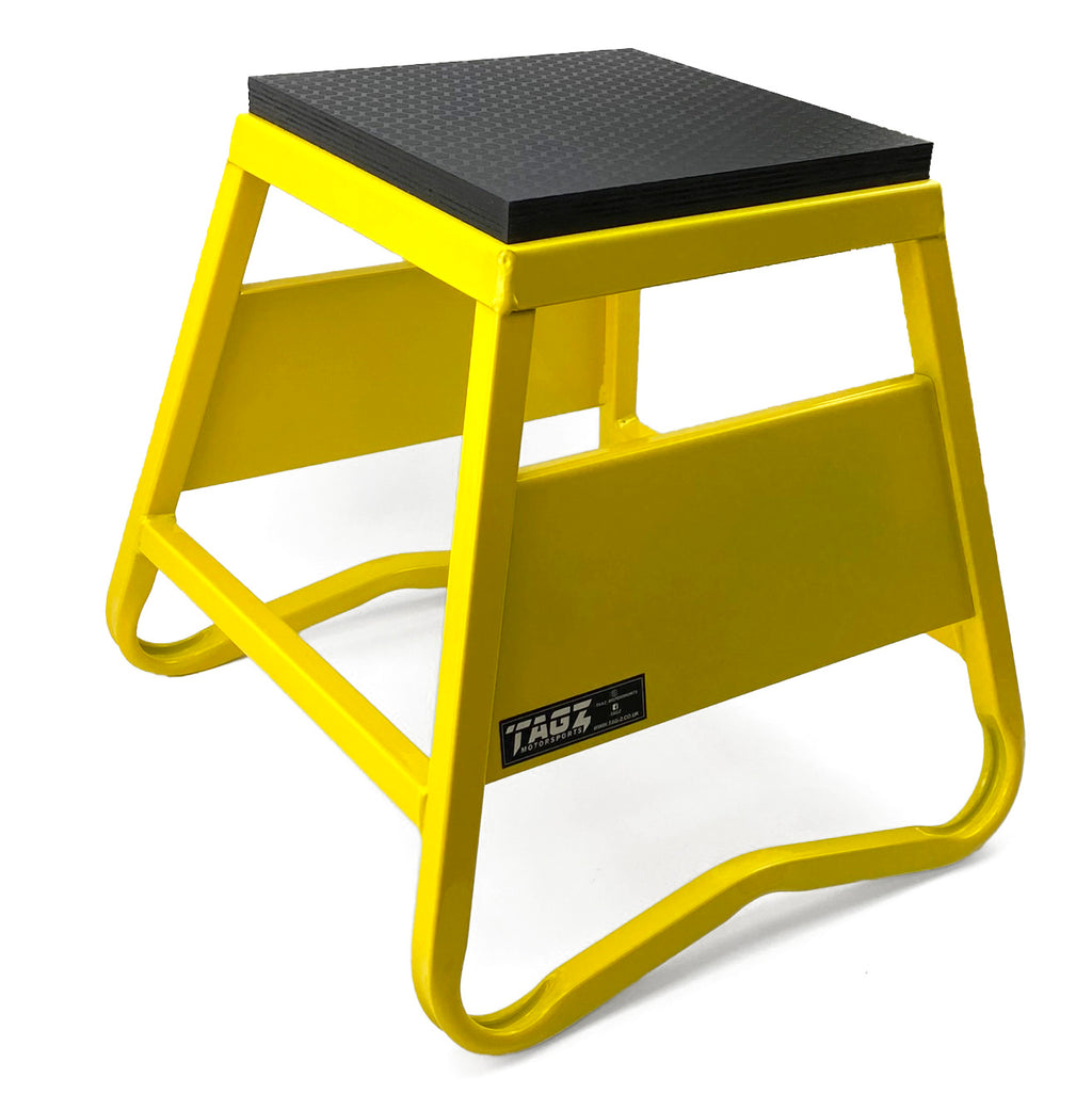 HEAVY DUTY STEEL BOX STAND MX, MEDIUM / 380mm HIGH MX STAND, YELLOW