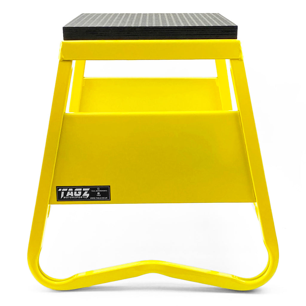 HEAVY DUTY STEEL BOX STAND MX, MEDIUM / 380mm HIGH MX STAND, YELLOW
