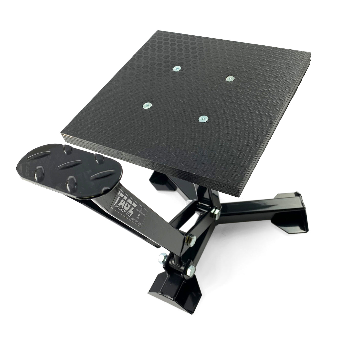 ELITE TRIPOD POP UP STAND, BIG FEET / GLOSS BLACK / TAG-Z, MX STAND PIT PADDOCK ENDURO