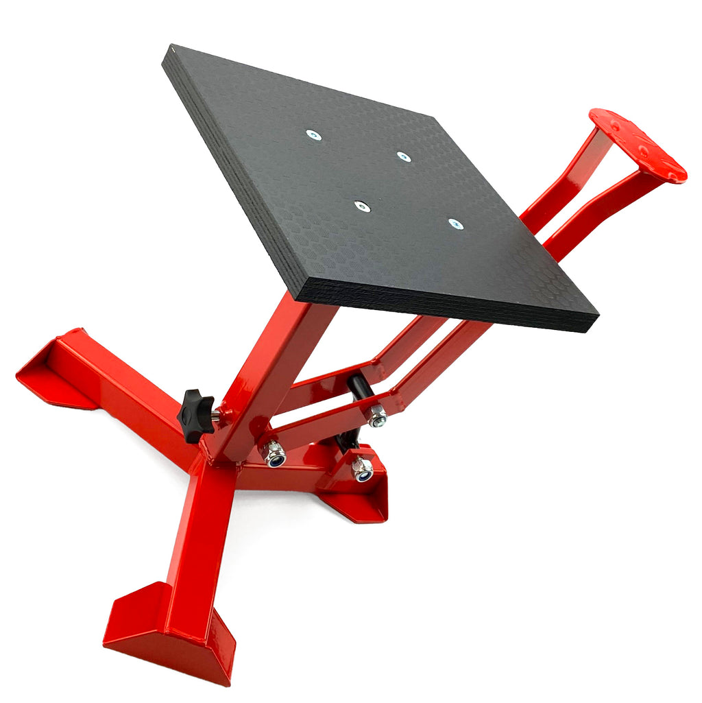 ELITE TRIPOD POP UP STAND, BIG FEET / GLOSS RED / TAG-Z, MX STAND PIT PADDOCK ENDURO
