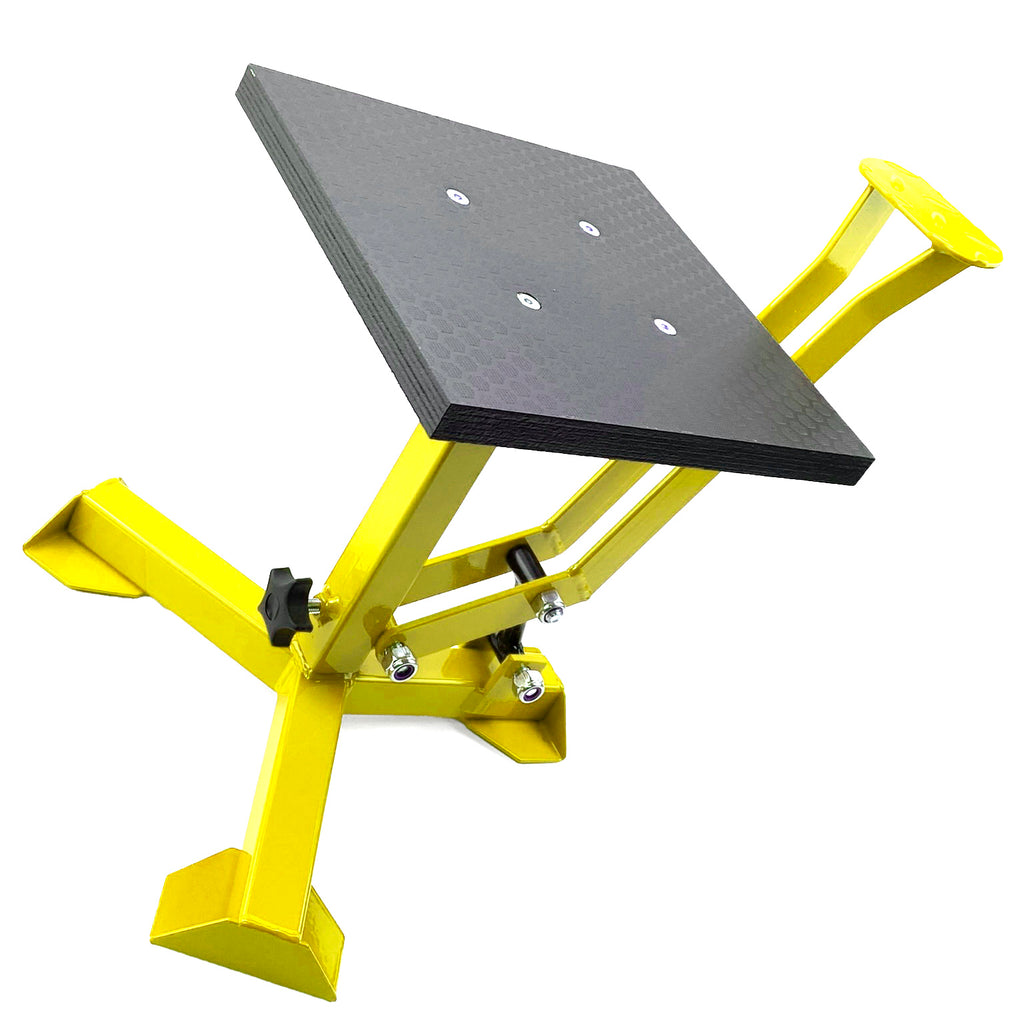 ELITE TRIPOD POP UP STAND, BIG FEET / GLOSS YELLOW / TAG-Z, MX STAND PIT PADDOCK ENDURO