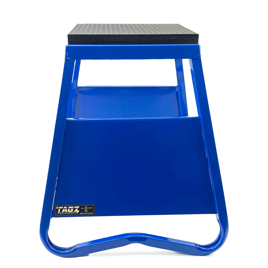 HEAVY DUTY STEEL BOX STAND MX, LARGE / 430mm HIGH MX STAND, THIS STAND DOESN'T COME WITH THE MOTO STICKER NOW