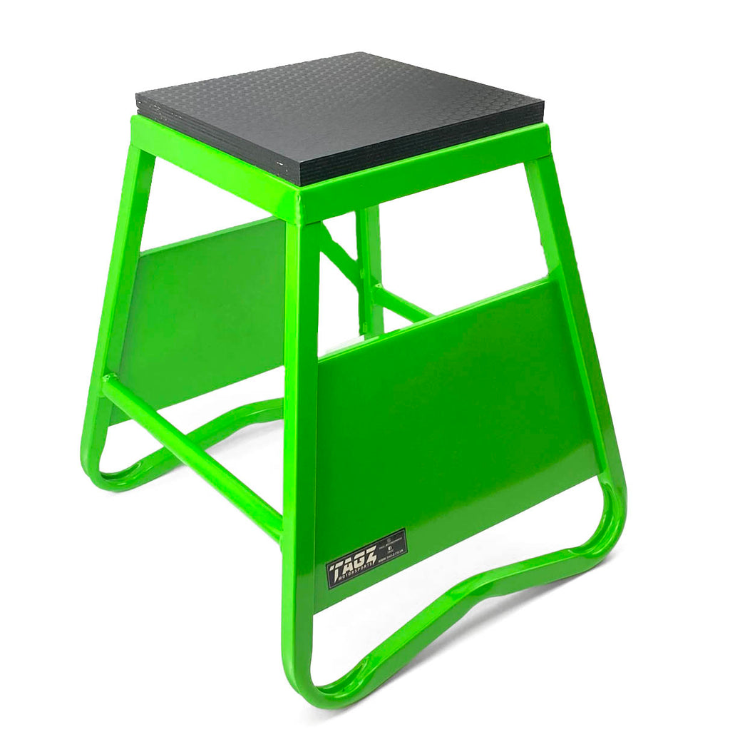 HEAVY DUTY STEEL BOX STAND MX, LARGE / 430mm HIGH MX STAND, THIS STAND DOESN'T COME WITH THE MOTO STICKER NOW