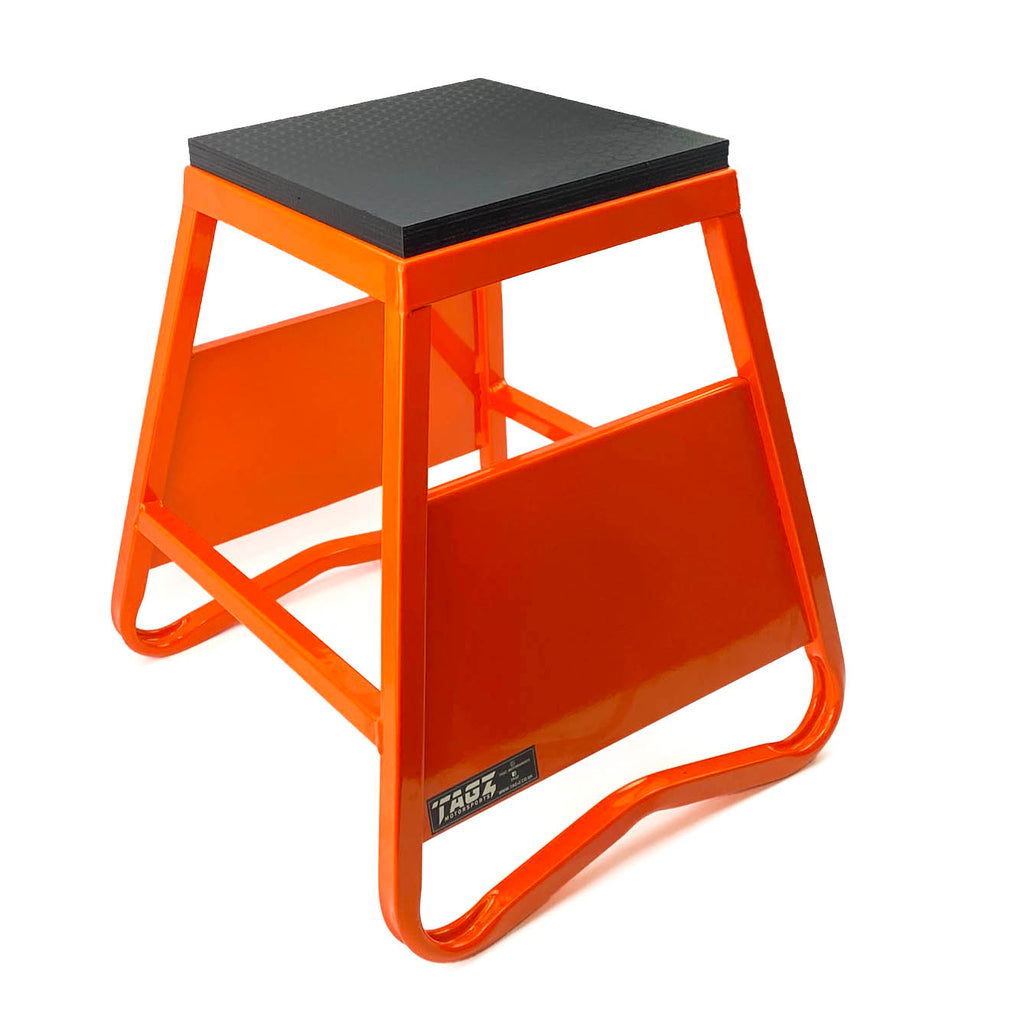 HEAVY DUTY STEEL BOX STAND MX, LARGE / 430mm HIGH MX STAND, THIS STAND DOESN'T COME WITH THE MOTO STICKER NOW