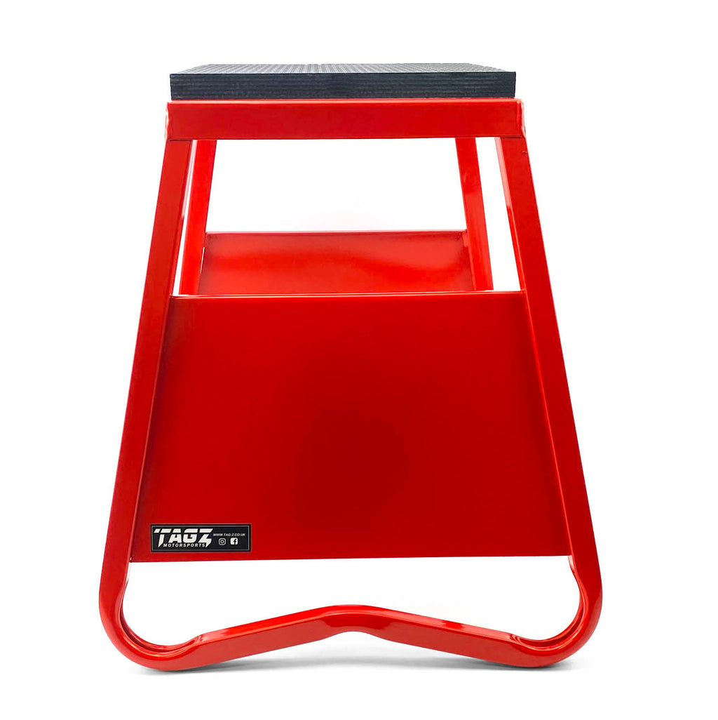 HEAVY DUTY STEEL BOX STAND MX, LARGE / 430mm HIGH MX STAND, THIS STAND DOESN'T COME WITH THE MOTO STICKER NOW