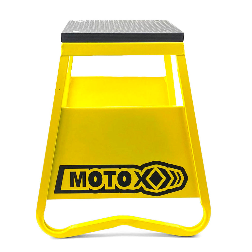 HEAVY DUTY STEEL BOX STAND MX, LARGE / 430mm HIGH MX STAND, THIS STAND DOESN'T COME WITH THE MOTO STICKER NOW