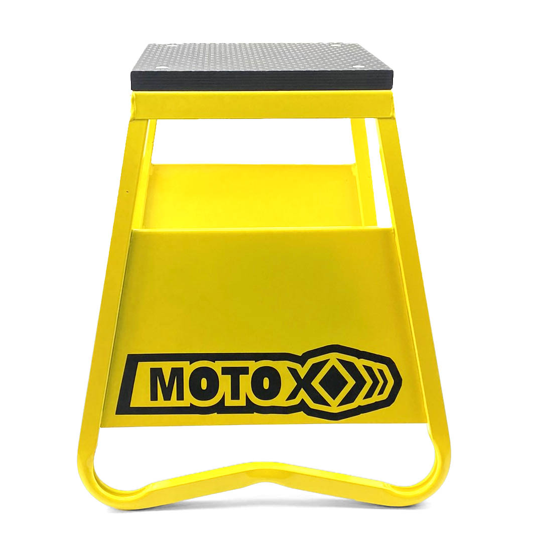 HEAVY DUTY STEEL BOX STAND MX, LARGE / 430mm HIGH MX STAND, THIS STAND DOESN'T COME WITH THE MOTO STICKER NOW