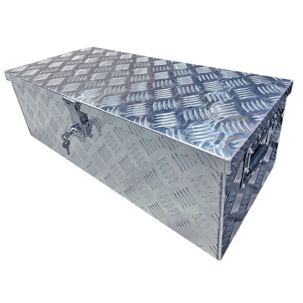 TRAILER STORAGE BOX 66L 760mx330mmx240mm ALUMINIUM CHEQUER PLATE