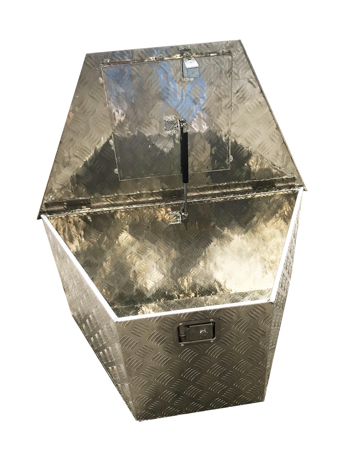 TRAILER STORAGE BOX 145L 865mmx365mmx560mm ALUMINIUM CHEQUER PLATE