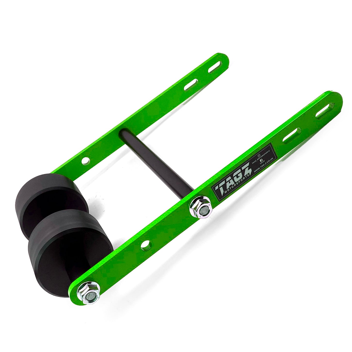 WHEELIE BAR 2 ROLLER TAG-Z GREEN, ATV QUAD WHEELIE SAVER / CATCH, 3.4KG Size 34x22x7cm