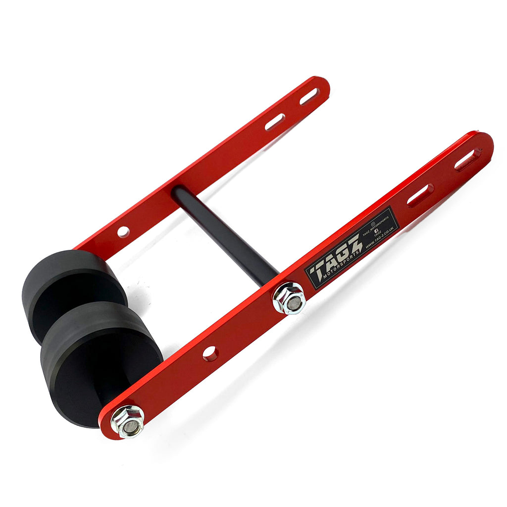 WHEELIE BAR 2 ROLLER TAG-Z RED, ATV QUAD WHEELIE SAVER / CATCH, 3.4KG Size 34x22x7cm