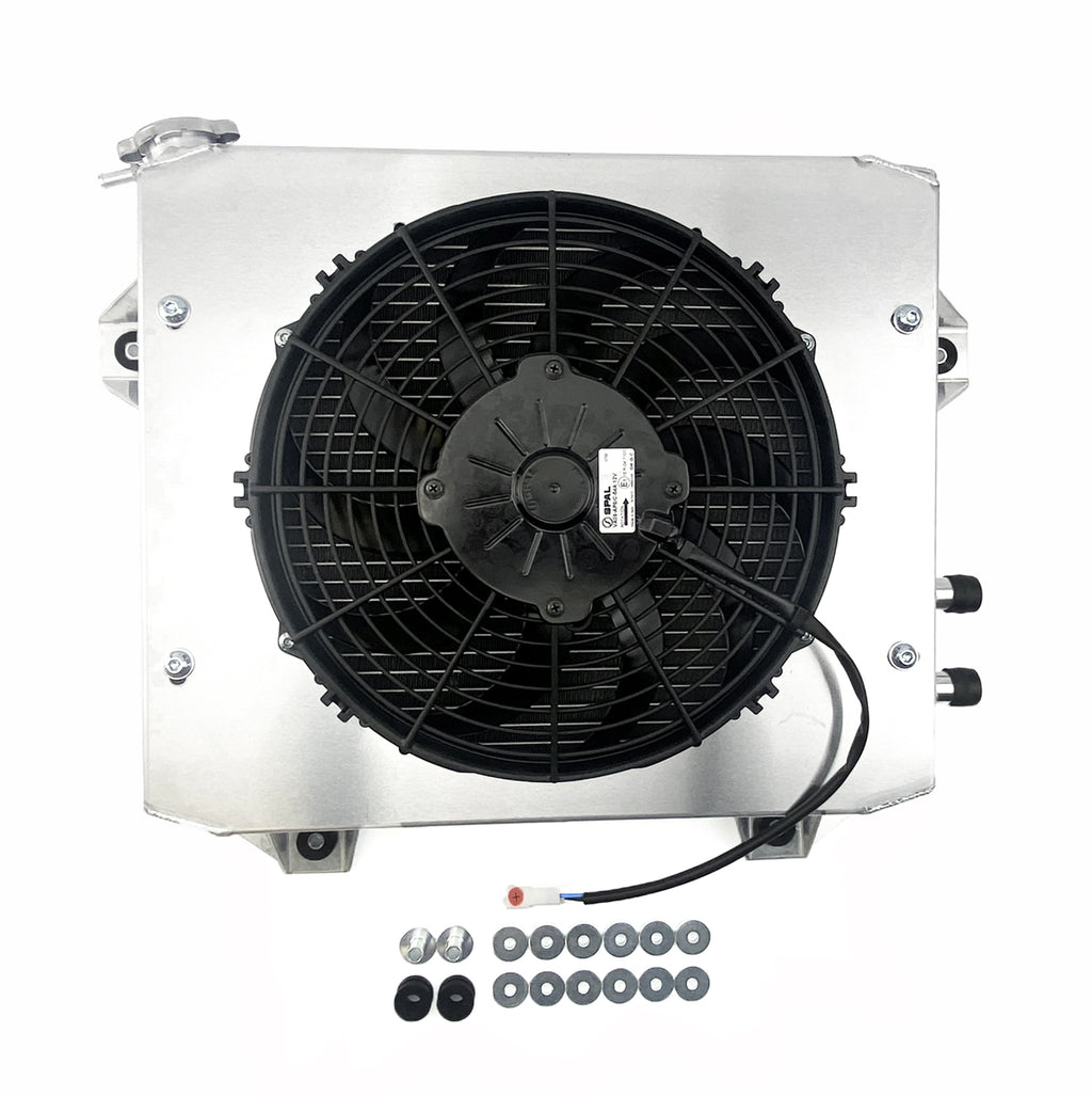 SIDECAR RADIATOR KIT, SPAL FAN, SHROUD, QUAD PASS, HIGH EFFICIENCY