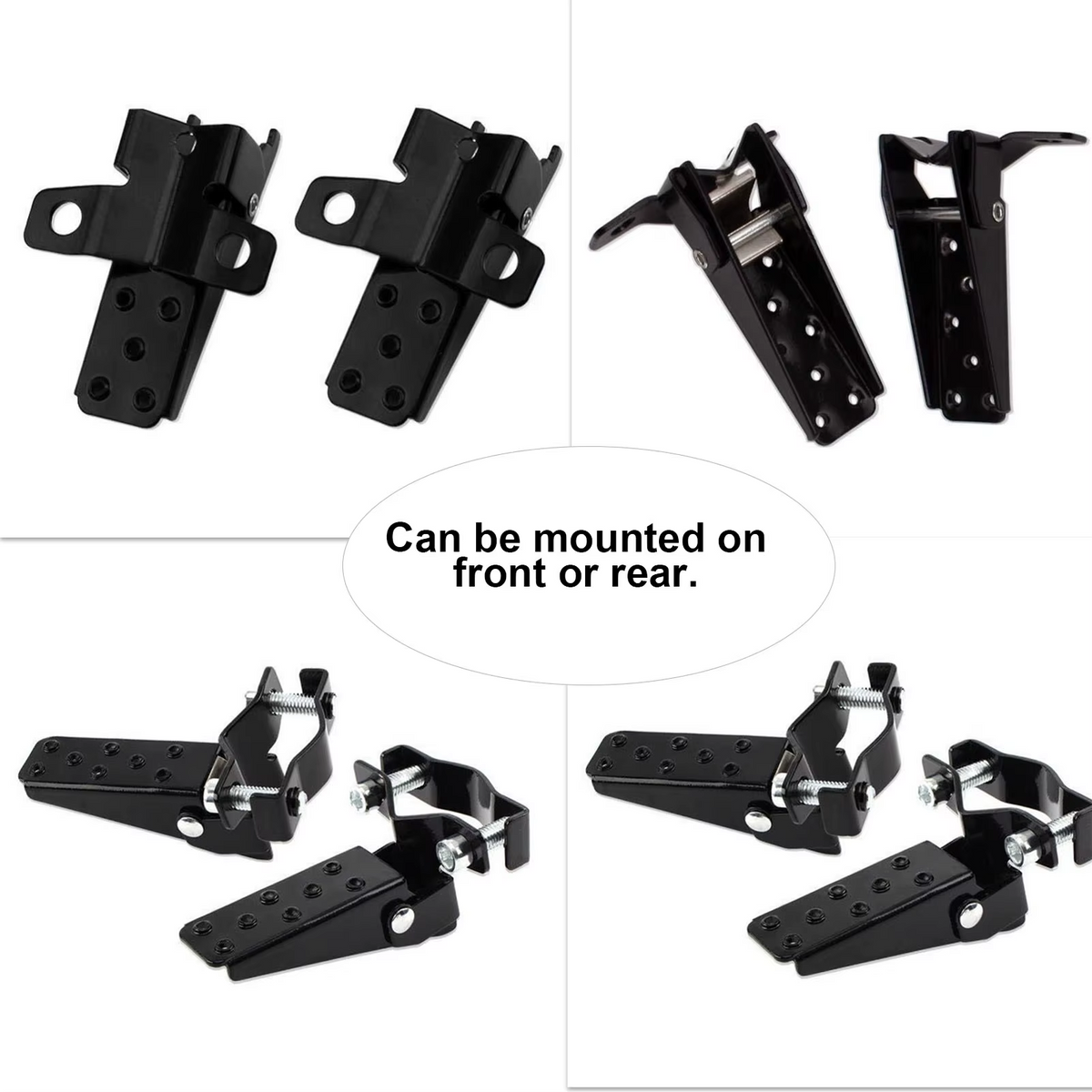 FOLDABLE FOOTPEG PAIR UNIVERSAL MOTORCYCLE ATV BICYCLE ADJUSTABLE CLAMP STEEL BLACK