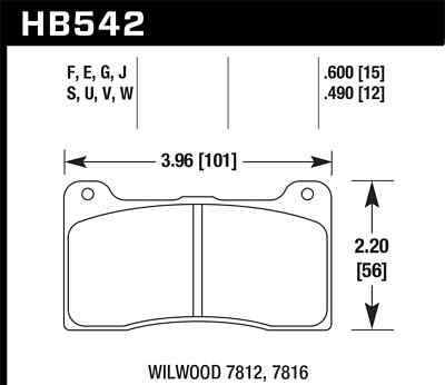 HAWK DTC-80 HB542Q.600 BRAKE PAD SET HIGH TEMP RACING PADS WILWOOD 7812