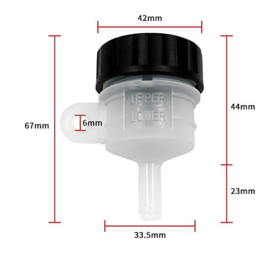 REAR BRAKE FLUID ROUND RESERVOIR WITH BOTTOM OUTLET