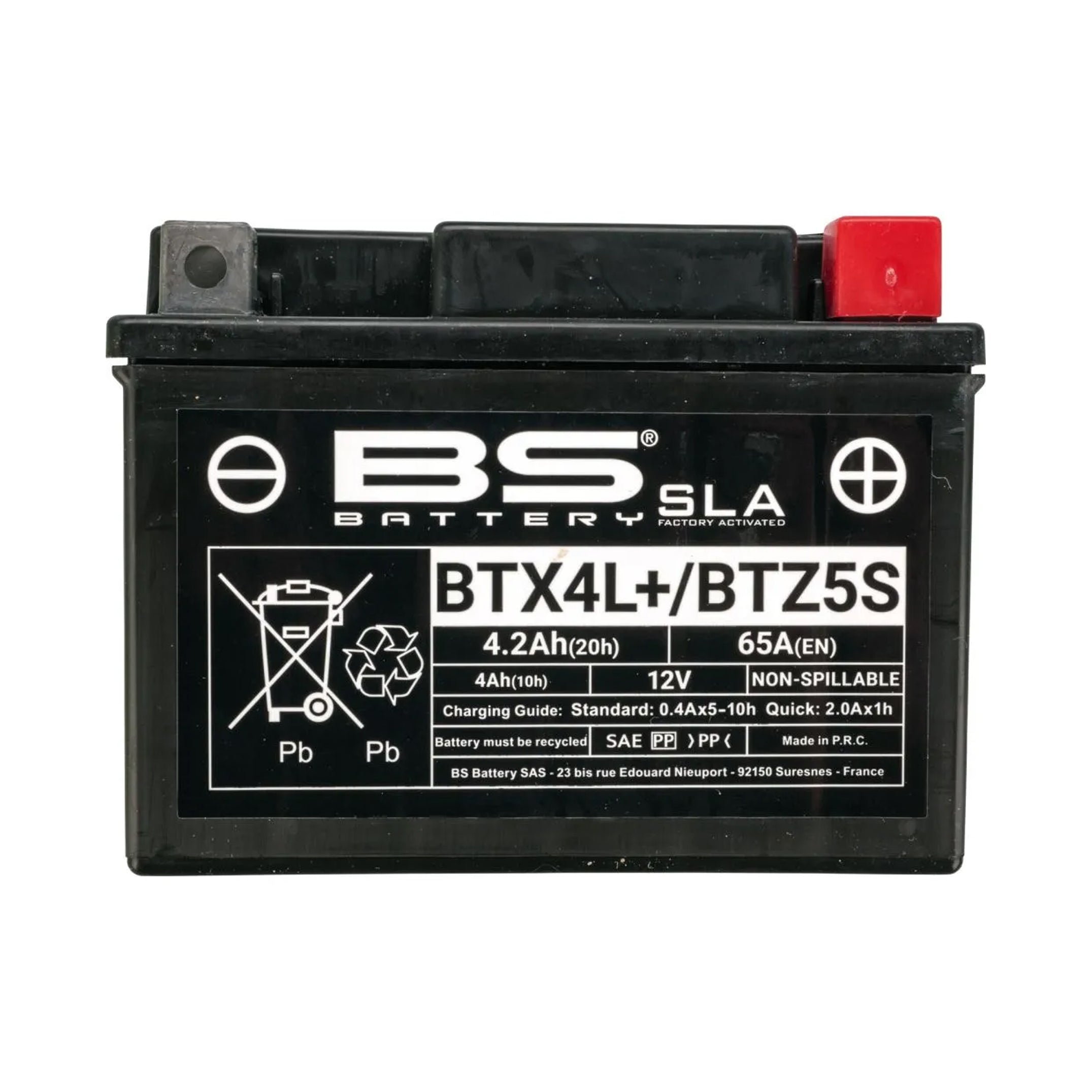 BATTERY BTX4L+/BTZ5S 12V SLA RANGE,300669, BS-BTX4L-BS, LT4-3
