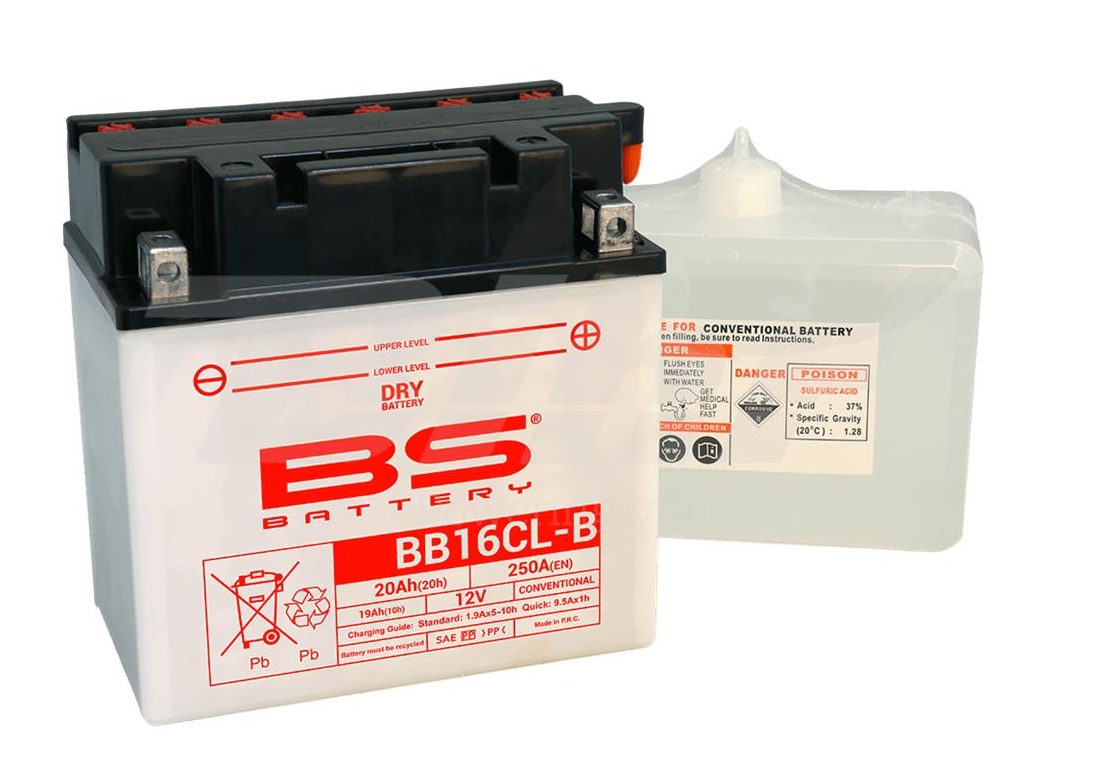 BATTERY YB16CL-B 12V 19Ah. BS, BS WITH ACID PACK BB16CL-B, 310579, BS-BB16CL-B