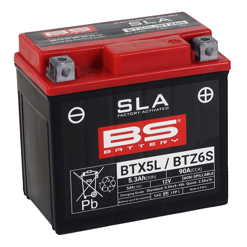 BATTERY YTX5L-BS SLA BS, SEALED, BTX5L-BS, 300618, BS-BTX5L-BS
