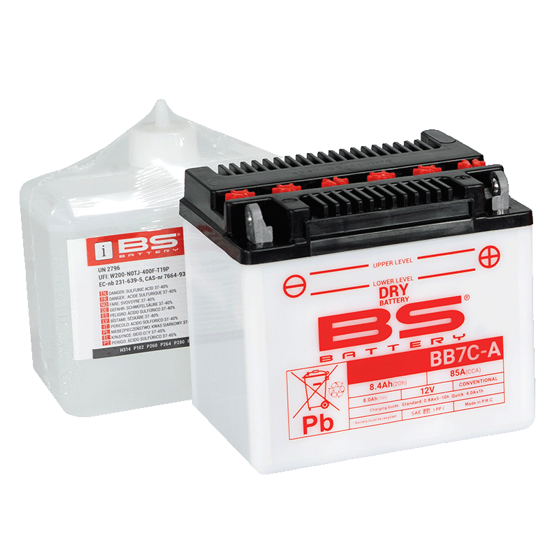 BATTERY YB7C-A 12V 8Ah BS, BS WITH ACID PACK BB7C-A, 310593	BS-BB7C-A