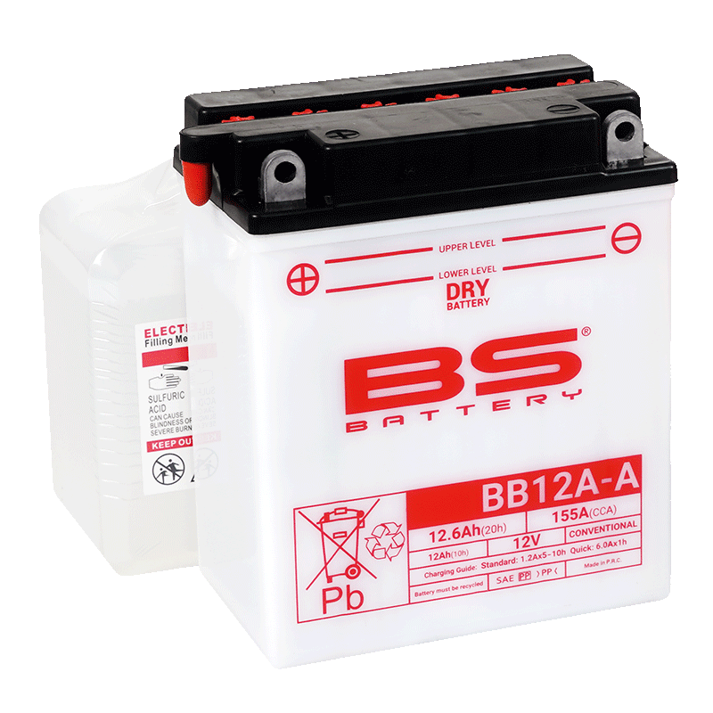 BATTERY YB12A-A 12V 12Ah., BS WITH ACID PACK BB12A-A, 310561, BS-BB12A-A