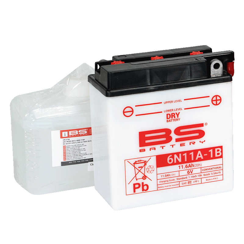 BATTERY 6N11A-1B 6V 11AH, BS WITH ACID PACK, 310501, BS-6N11A-1B