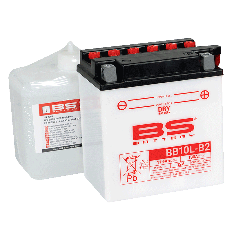 BATTERY YB10L-B2 12v 11Hh, BS WITH ACID PACK BB10L-B2, 310557,	BS-BB10L-B2