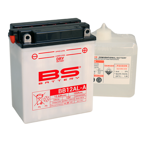 BATTERY YB12AL-A 12V 12Ah., BS WITH ACID PACK BB12AL-A, 310563, BS-BB12AL-A
