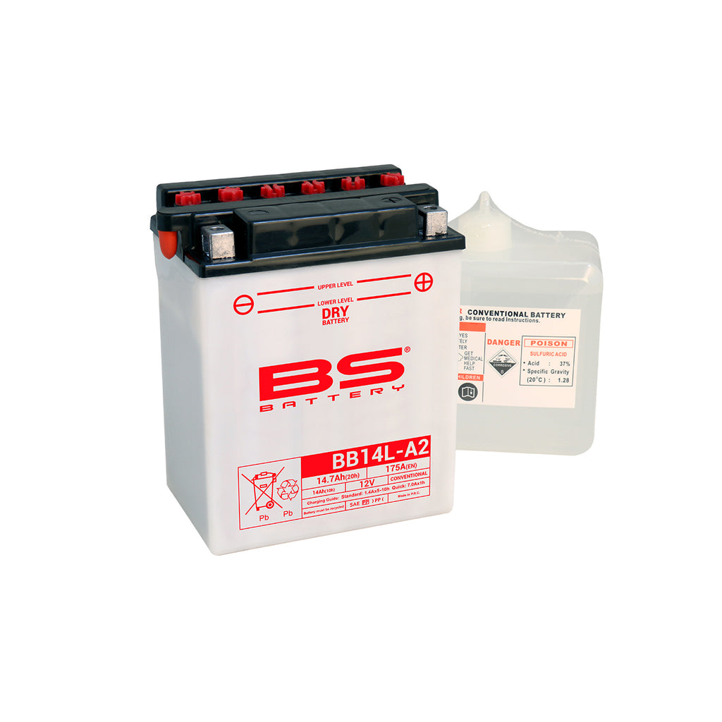 BATTERY YB14L-A2 12V 14Ah. BS, BS WITH ACID PACK BB14L-A2, 310569, BS-BB14L-A2