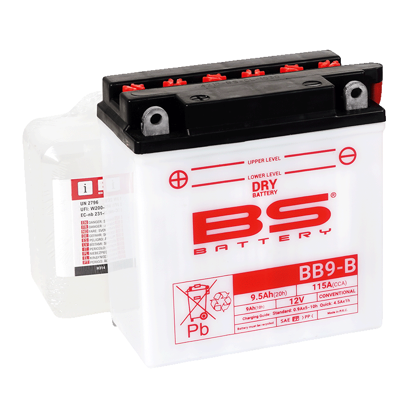BATTERY BB9-B 12V 9Ah BS, BS WITH ACID PACK YB9-B, 310596, BS-BB9-B