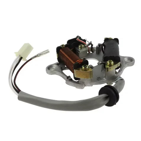 STATOR COIL YAMAHA PW50 4 WIRE [SQUARE BLOCK CONNECTOR 3 PINS USED + SINGLE WIRE FEMAL BULLET]