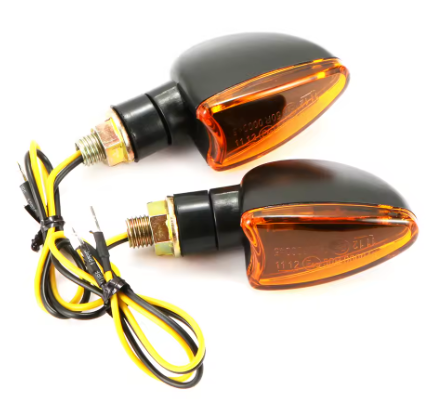 TURN SIGNAL INDICATORS PAIR UNIVERSAL AMBER 84mm M10 FIXING BULB TYPE