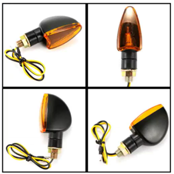 TURN SIGNAL INDICATORS PAIR UNIVERSAL AMBER 84mm M10 FIXING BULB TYPE